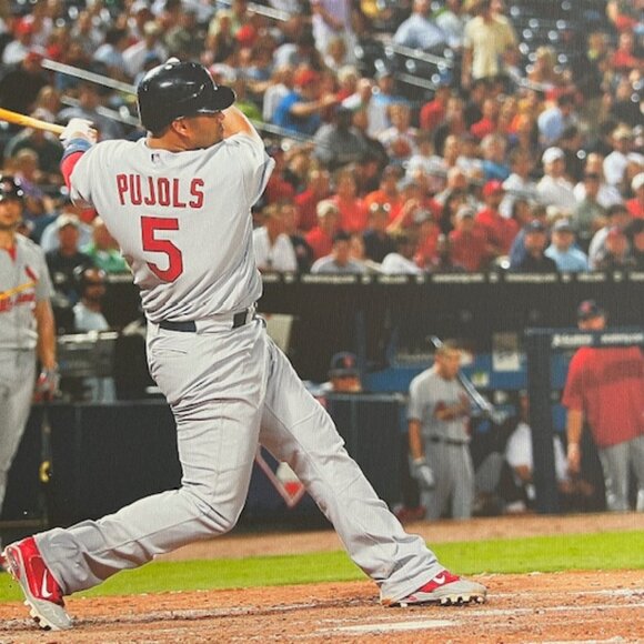 Albert Pujols St. Louis Cardinals #5 Home Run Swing Canvas Wall Art Baseball Mem - Picture 1 of 3